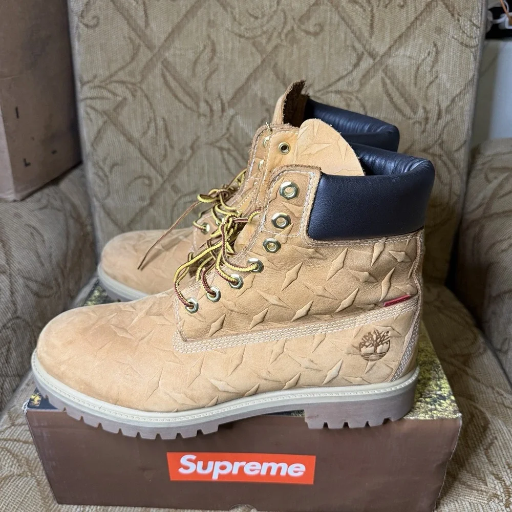 Supreme Timberland 6 Inch Premium Waterproof Boot Diamond Plate - Wheat Size 11